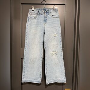 Light Wash Wide Leg Distressed Jeans